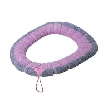 Warme Zachte Verdikte O Shape Wasbare Thuis Toilet Seat Cover Kussen Met Handvat Badkamer Warmer Seat Deksel Cover Wc Accessorie Roze