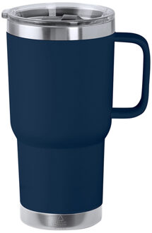 Warmhoudbeker/thermosbeker STACY - tumbler - grote koffiebeker - RVS - donkerblauw - 590 ml