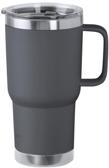 Warmhoudbeker/thermosbeker STACY - tumbler - grote koffiebeker - RVS - grijs - 590 ml
