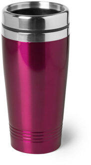 Warmhoudbeker/warm houd beker metallic fuchsia roze 450 ml - Action products