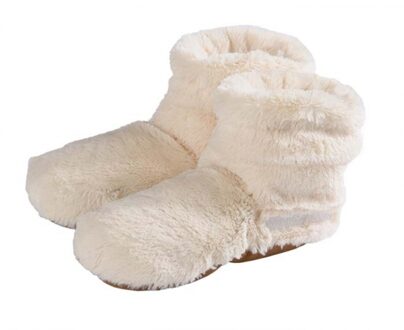 Warmies Magnetron warmte sloffen pluche voor dames - Beige - Hoge slofsokken