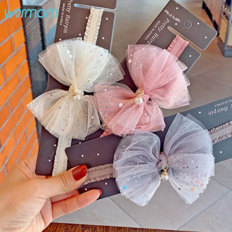 Warmom Baby Girls Lace Sequin Bowknot Headband Hair Accessories Newborn Infant Princess Elastic Bandeau Kids Cute Headwear Gifts