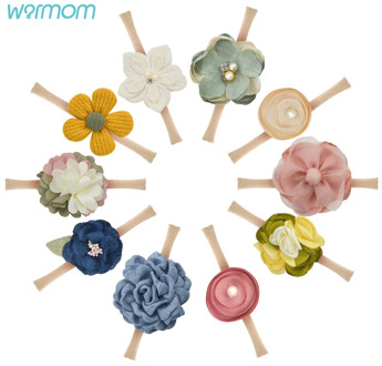 Warmom Kids Princess Headband Headwear Baby Girls Hair Accessories Kids Colorful Flowers Nylon Elastic Hair Band Headwrap Gift