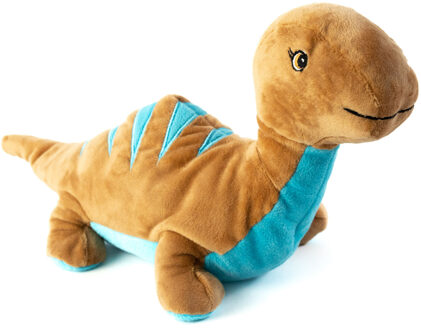 Warmte/magnetron opwarm knuffel - Dinosaurus - bruin - 35 cm - pittenzak