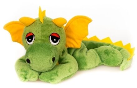 Warmte/magnetron opwarm knuffel - Draak - groen - 33 cm - pittenzak