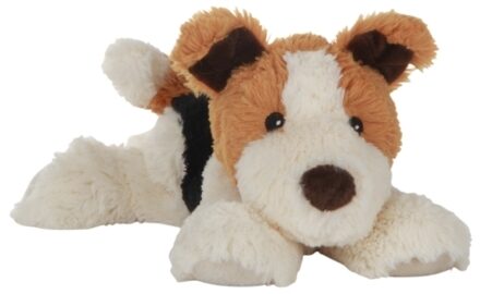 Warmte/magnetron opwarm knuffel - Hond/Terrier - wit/bruin - 33 cm - pittenzak Multi
