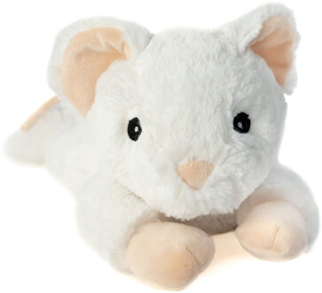 Warmte/magnetron opwarm knuffel - Muis - wit - 30 cm - pittenzak