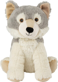 Warmte/magnetron opwarm knuffel - Wolf - grijs - 24 cm - pittenzak - Opwarmknuffels Multikleur