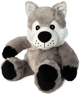 Warmte/magnetron opwarm knuffel - Wolf - grijs - 35 cm - pittenzak