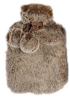 Warmwater kruik met nep bont hoes terra bruin 2 liter - Action products