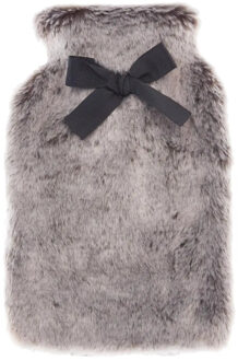 Warmwaterkruik - 280 ml - fluffy pluche - grijs - winter - kruik