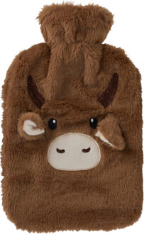 Warmwaterkruik - koe - Bruin - 2L - pluche - met hoes - kruik