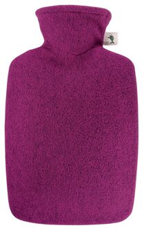 Warmwaterkruik met vilt-look hoes fuchsia roze 2 liter - Kruiken