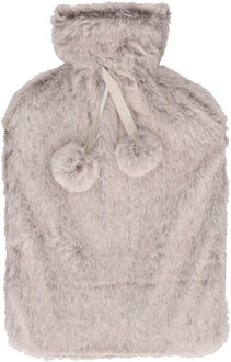 Warmwaterkruik - met zachte pluche hoes - lichtgrijs - 2L - kruik