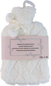 Warmwaterkruik - wit - 1,75L - fluffy pluche hoes - bedkruik