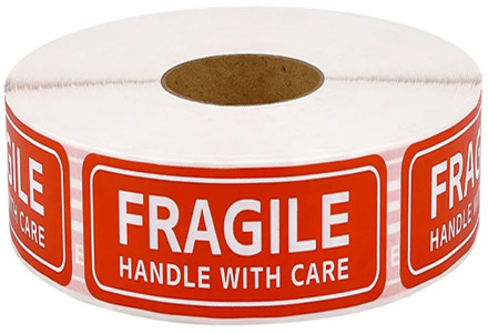 Warning sticker Fragile handle with care 1X3 Inch Red caution labels Used for transport packaging remind labels150/500pcs/roll
