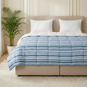 Wasbaar Easy Dekbed Zonder Overtrek - Zonder Overtrek - Horizontal Lines - Navy - Dekbed-Discounter.nl Blauw - 140 x 200 cm