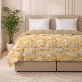 Wasbaar Easy Dekbed Zonder Overtrek - Zonder Overtrek - Orange Flower Field - Dekbed-Discounter.nl