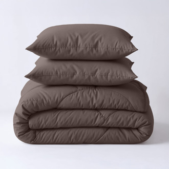 Wasbaar Lazy Dekbed Zonder Overtrek - Zonder Overtrek - Uni - Bruin - Dekbed-Discounter.nl