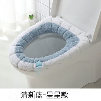 Wasbare Badkamer Toilet Seat Vullen Zacht Warmer Mat Cover Pad Kussen Blauw