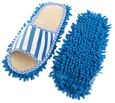Wasbare Dust Mop Slippers Schoenen Microfiber Cleaning Huis Mop Slippers Multifultional Floor blauw