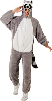 Wasbeer Onesie Unisex Volwassen Zilver - Grijs