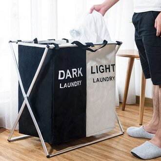 Wasgoed Doek Wasmand Sorter Mand Bin Opvouwbaar Met Aluminium Frame Wassen Opslag Vuile Kleren Tas Voor Badkamer Slaapkamer zwart Beige