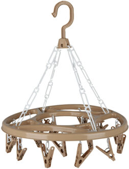 Wasgoed droogcarrousel/droogmolen - 18 clips/knijpers - beige - kunststof - 32 cm - Hangdroogrek