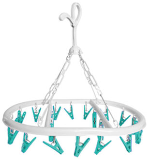 Wasgoed droogcarrousel/droogmolen - 20 clips/knijpers - wit/groen - kunststof - 29 x 42 cm