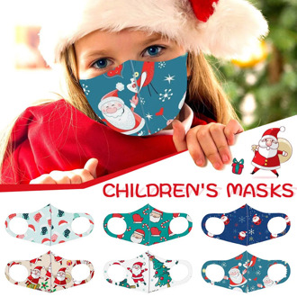 Washable Mouth Mask Christmas Printed Children Face Mask Reusable Protective Mouth Cover Ear Hook Mouth Mufflfe mascarillas
