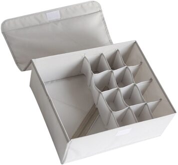 Washable Oxford Cloth Multi Grids Underwear Socks Dormitory Storage Box with Lid Bra Drawer Storage Container Organizer grijs 13 Grids