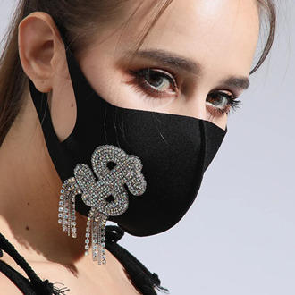 Washable Tassel $ dollar Sign Rhinestone Mask Decoration Face Jewelry for Women Breathable Cotton Crystal Masks Face Accessories
