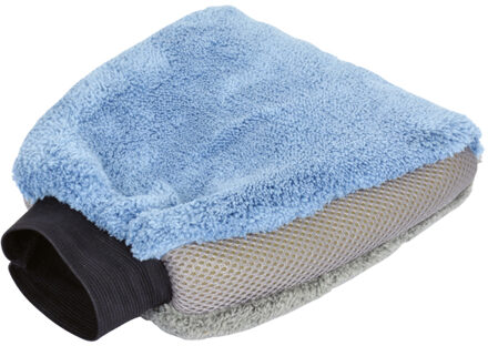 washandschoen microvezel 27 x 18 x 4,5cm blauw/grijs