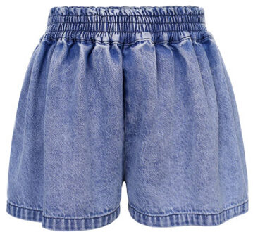 Washed denim short voor meisjes in de kleur Blauw - 104