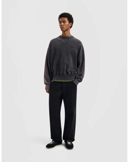 Washed signature boxy crewneck sweaters m230206 Houtskool