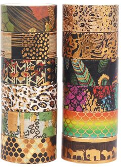 Washi Tape 12Rolls Washitape Set Bladgoud Masking Tape Dier Stickers Scrapbooking Briefpapier Papeleria Decoratieve Cinta Washi 12 rolls Tape