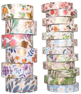 Washi Tape 12Rolls Washitape Set Bladgoud Masking Tape Dier Stickers Scrapbooking Briefpapier Papeleria Decoratieve Cinta Washi 18 rolls Floral