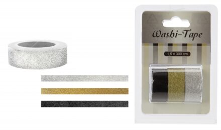 Washi tape met glitters 3 stuks - Washi tape