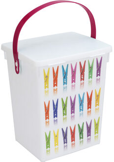 Wasknijper bewaarboxen roze hengsel - 5 liter - 23 x 18 cm - Wasknijpers opbergen