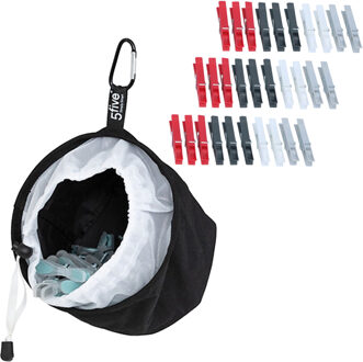 Wasknijper ophangmandje set - inclusief 54 knijpers - kunststof - D18 cm - ophanghaak