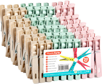 Wasknijpers - 100x stuks - pastel kleuren mix - kunststof - 7 cm - Was ophangen