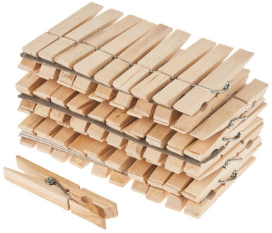 Wasknijpers - 144x - berkenhout - metaal - 6 cm - wasspelden