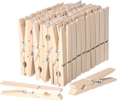 Wasknijpers - 150x stuks - natuurlijke houtkleur - stevig ontwerp - 8 cm