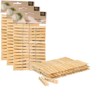 Wasknijpers - 180x - bamboe - 7 cm - wasspelden - knijpers