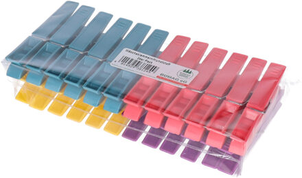 Wasknijpers - 24x stuks - kleurenmix fel - kunststof - 8 cm