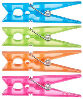 Wasknijpers - 24x stuks - kleurenmix fel - kunststof - 8 cm