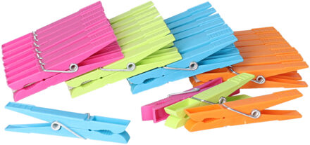 Wasknijpers - 32x stuks - gekleurde knijpers / wasspelden - Kunststof Multi