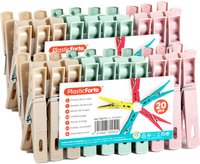 Wasknijpers - 40x stuks - pastel kleuren mix - kunststof - 7 cm - Was ophangen