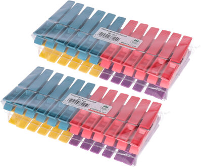 Wasknijpers - 48x stuks - kleurenmix fel - kunststof - 8 cm