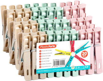 Wasknijpers - 60x stuks - pastel kleuren mix - kunststof - 7 cm - Was ophangen
